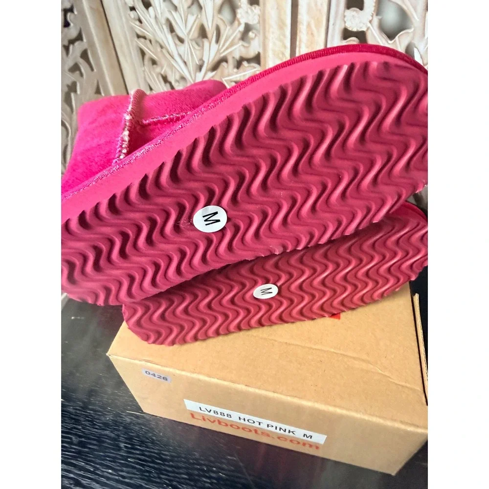 Livboots LV888 Hot Pink Toddler Faux Fur Lined Suede Boots Size 10-11 NEW